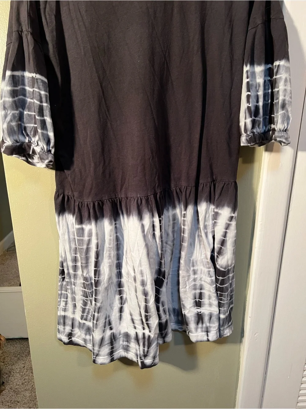 Talulah Women’s Size Small T-Shirt Dress Gray White Tie Dye Short Sleeve Mini